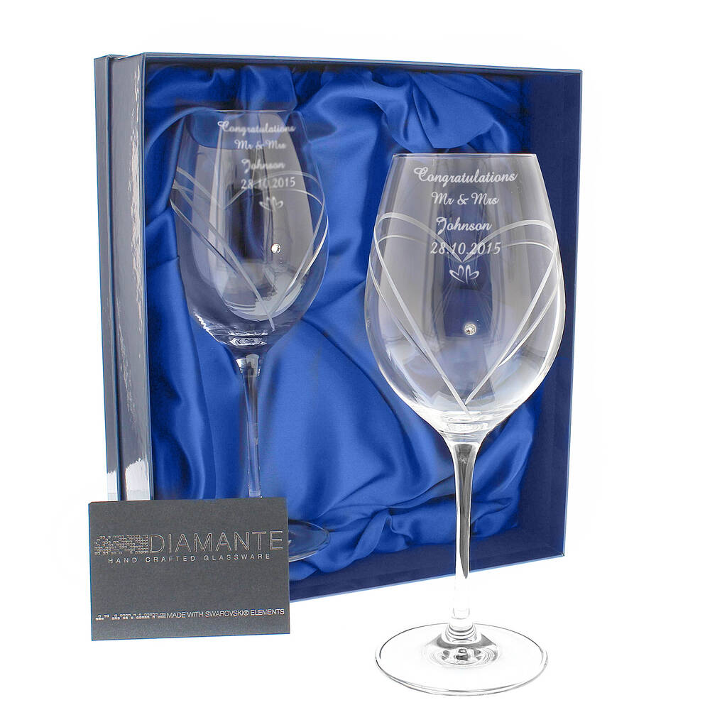Personalised Wine Glasses With Swarovski Elements, 1 of 3