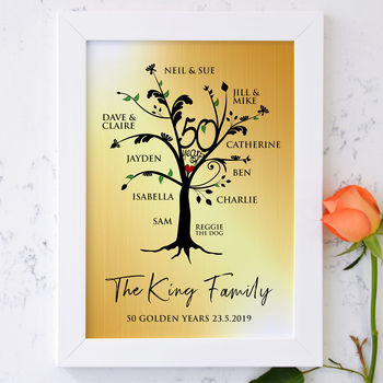 Personalised Metal Golden Anniversary Family Tree Art, 2 of 3