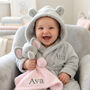 Personalised Grey Baby Gown And Pink Elephant Comforter Set, thumbnail 6 of 12