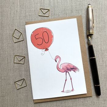 Personalised Flamingo Birthday Card, 2 of 4