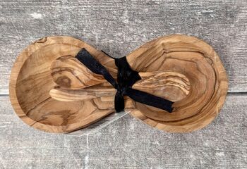 Olive Wood Condiment Bowl And Spoons, 2 of 3