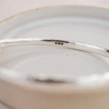 Sterling Silver Oval Hammered Bangle, 3 of 5