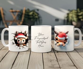 Cute Personalised Christmas Reindeer Breakout Mug, 2 of 2