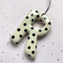 Handmade Black Polka Dot Clay Hanging Letter, thumbnail 2 of 4