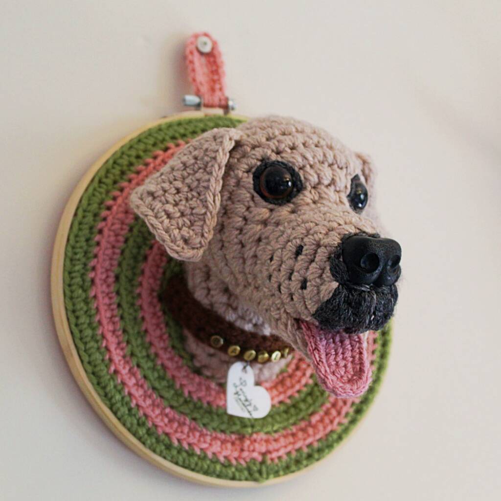 Personalised Crocheted Dog Head Wall Hanging By Lovingly Handmade