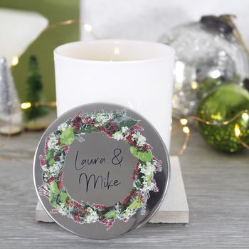 Wreath Scented Christmas Candle With Lid For Couples, 6 of 7
