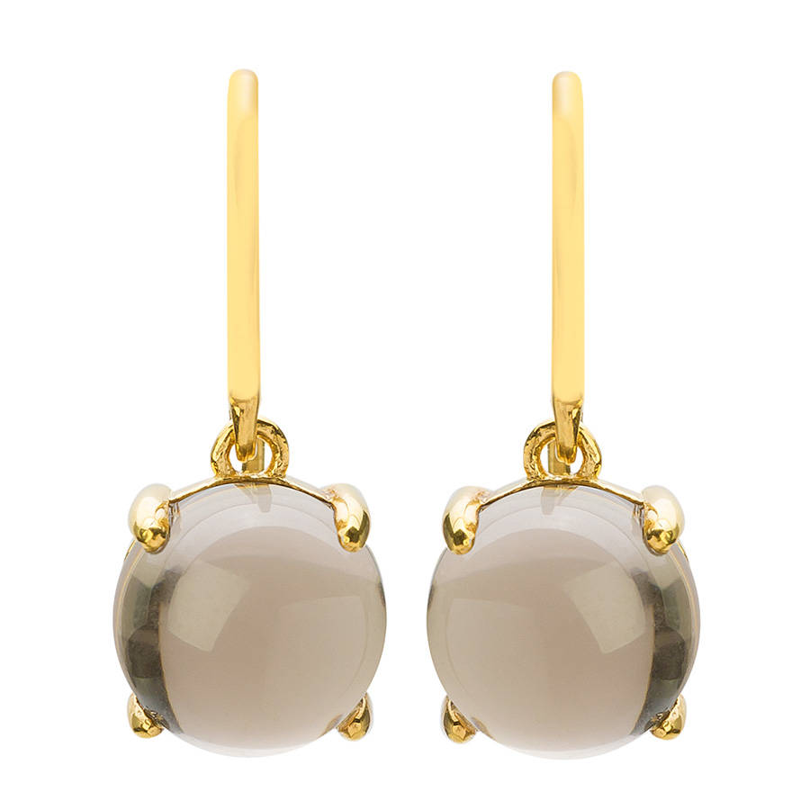 Green Amethyst And 18ct Rose Gold Vermeil Drop Earrings By Mishanto Smoky Quartz And Yellow Gold Earrings
