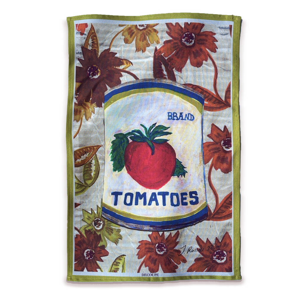 Large Linen Tea Towel Featuring 'The Tomato Flowers', 1 of 5