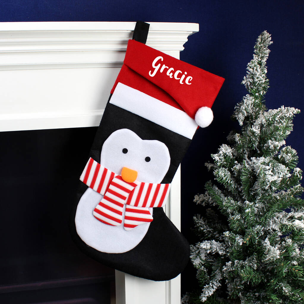 Personalised Penguin Hanging Christmas Stocking By The Orchard