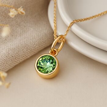 Personalised August Birthstone Necklace In Gold Plated Silver, 3 of 10