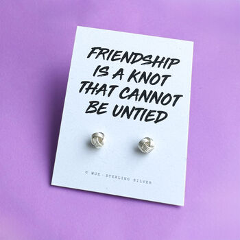 Friendship Knot Silver Earrings. Also In Gold And Rose Gold, 10 of 10