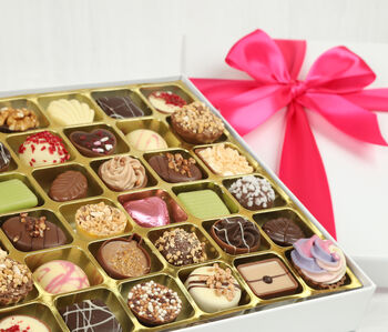 Luxury Mother’s Day 36 Chocolate Selection. White Box And Cerise Ribbon, 2 of 3