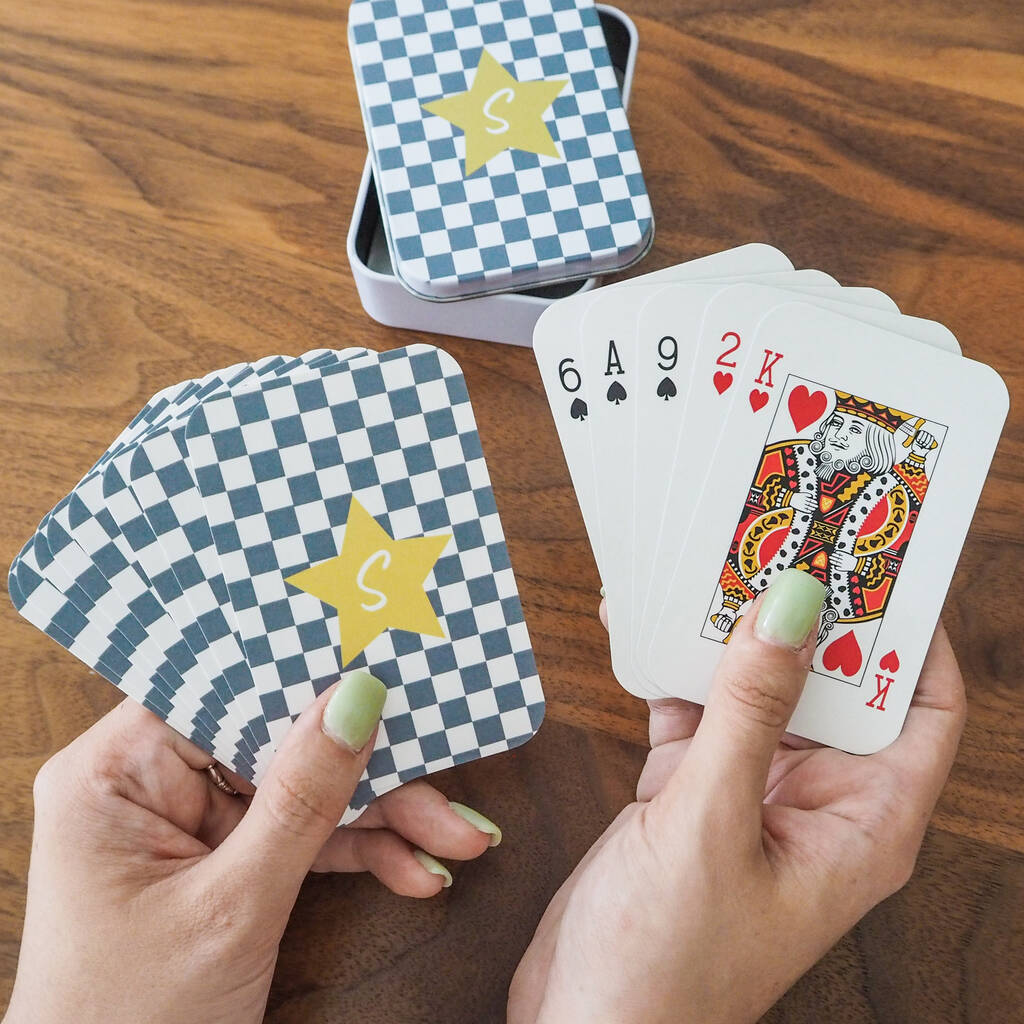 Personalised Checker Star Initial Playing Cards By Proper Goose
