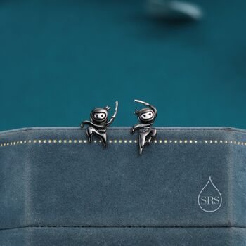 Sterling Silver Mismatched Ninja Stud Earrings, 5 of 12
