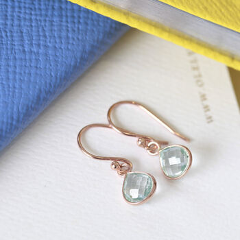 Rose Gold Vermeil Mini Heart Gemstone Earrings, 4 of 7