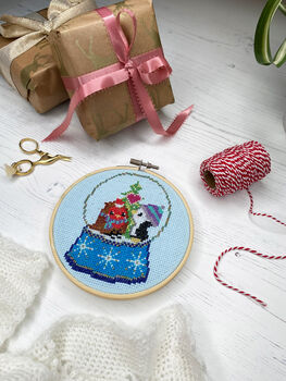 Snowglobe Robin And Penguin Cross Stitch Kit, 3 of 7