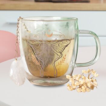 Tea Gifts Double Wall Glass Mug With Quartz Tea Infuser, 5 of 9