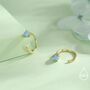 Minimalist Opal Huggie Hoop Threader Earrings In Sterling Silver, thumbnail 4 of 12