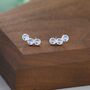 Sterling Silver Moonstone Trio Stud Earrings, thumbnail 7 of 12