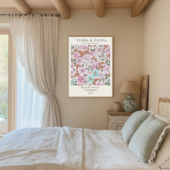 Fauna And Flora Pink Flower Art Print, 3 of 3