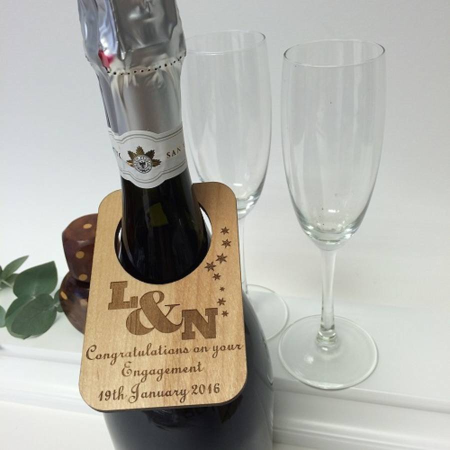 personalised engagement wine bottle label by hickory dickory designs