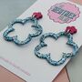 Groovy Pink And Blue Glitter Resin Flower Earrings, thumbnail 4 of 4