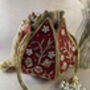 Red Handcrafted Raw Silk Potli Bag/Wrist Bag, thumbnail 1 of 4