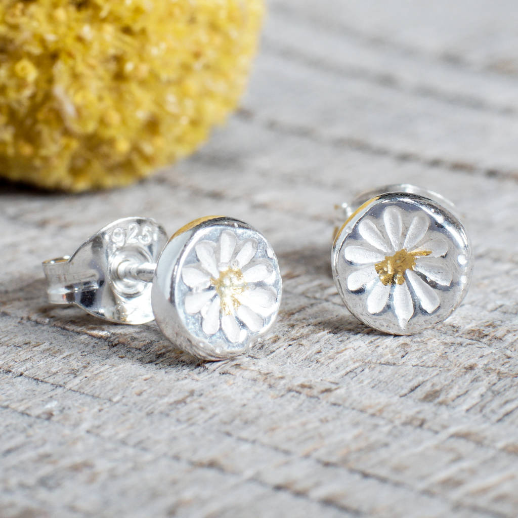 silver daisy stud earrings by elin mair janglerins
