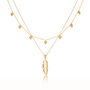 Gold Plated Feather And Signature Charm Necklace Set, thumbnail 2 of 9
