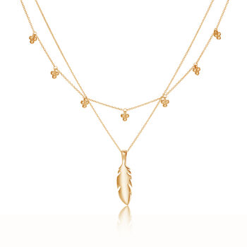 Gold Plated Feather And Signature Charm Necklace Set, 2 of 9