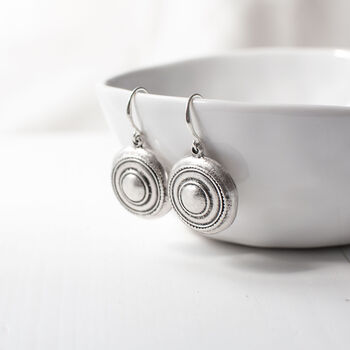Silver Plated Round Earrings, 2 of 7