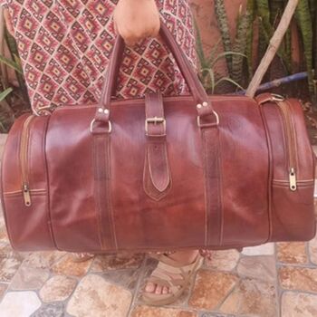 Large Genuine Moroccan Leather Holdall Duffel, 2 of 8
