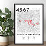 Custom London Marathon Map Route Print, Personalised Finishers Map Print Gift, thumbnail 1 of 3