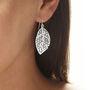 Sterling Silver Dangly Geometric Leaf Earrings, thumbnail 4 of 7