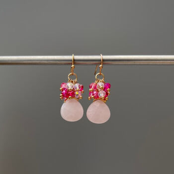 Rose Quartz And Crystal Earrings, 3 of 6