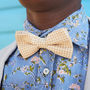 Mens Beige Gingham Print Bow Tie, thumbnail 3 of 7