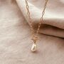 18ct Gold Plated T Bar Pearl Necklace, thumbnail 4 of 5
