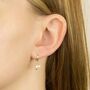 Sterling Silver Huggie Hoop Earrings With Bee Charm, thumbnail 2 of 9