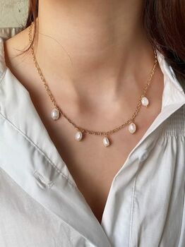 Dainty Gold 18 K Pearl Choker Necklace, 3 of 6