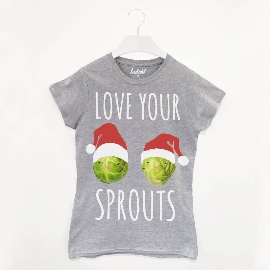 Love Your Sprouts Womens Christmas T Shirt, 1 of 3