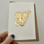 Handmade Personalised Gold Foil Scalloped Valentines Heart Arrow Card, thumbnail 1 of 4