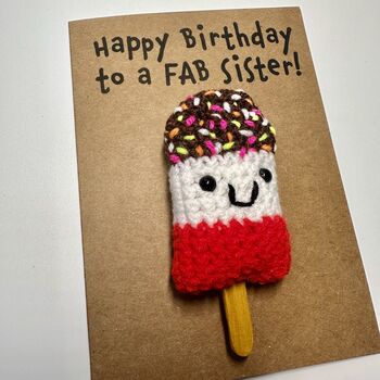 Personalised Fab Lolly Crochet Birthday Card Handmade, 9 of 10