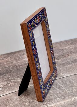 Hand Painted Navy And Gold Patterned Small Photo Frame, 3 of 4