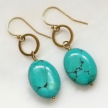 Turquoise And Circle Earrings, 2 of 8