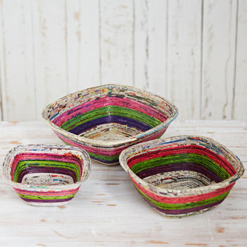 Recycled Newspaper Square Bowls, 3 of 4