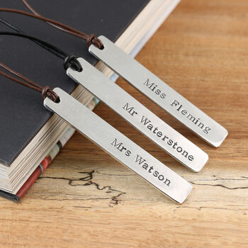 Personalised Teachers Gift Pewter And Leather Bookmark, 9 of 10