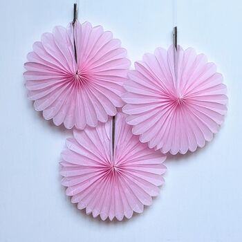 Tissue Paper Fan Decorations Pink Or Red, 4 of 8