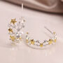 Sterling Silver And Yellow Gold Mixed Star Hoop Earrings, thumbnail 6 of 10