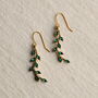 Emerald Green Leaf Branch Earrings, thumbnail 5 of 9