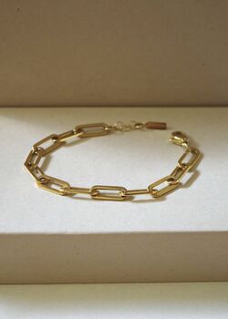 Paperclip Chain Bracelet 18 K Gold Plated Adjustable Gift, 2 of 4